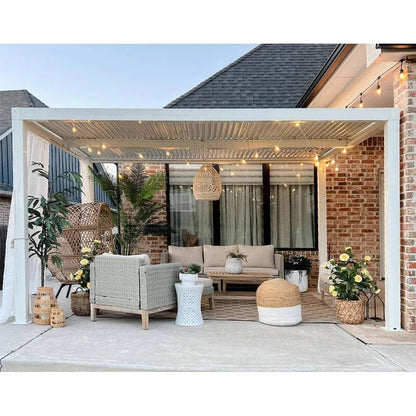 Louvered Pergola Modern White Pergola with Adjustable Roof for Deck Backyard Garden — product view 31