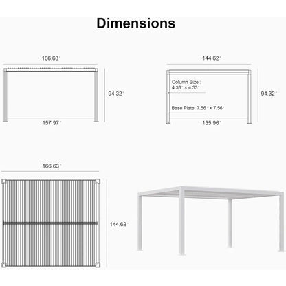 Louvered Pergola Modern White Pergola with Adjustable Roof for Deck Backyard Garden — product view 32