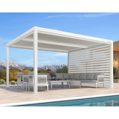 Louvered Pergola Modern White Pergola with Adjustable Roof for Deck Backyard Garden — product view 35