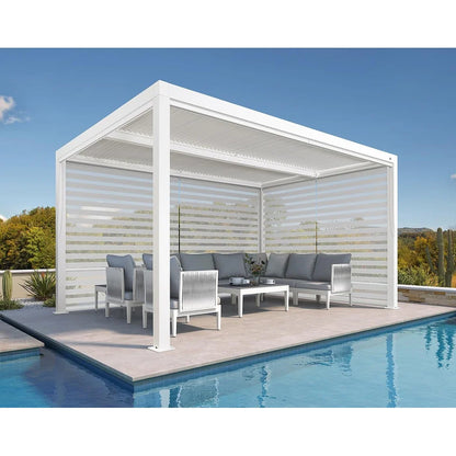Louvered Pergola Modern White Pergola with Adjustable Roof for Deck Backyard Garden — product view 41