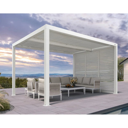 Louvered Pergola Modern White Pergola with Adjustable Roof for Deck Backyard Garden — product view 43