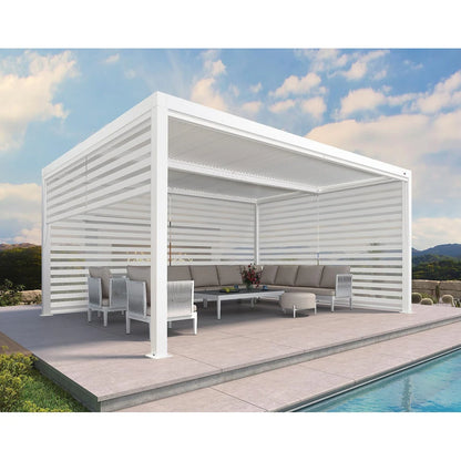 Louvered Pergola Modern White Pergola with Adjustable Roof for Deck Backyard Garden — product view 45