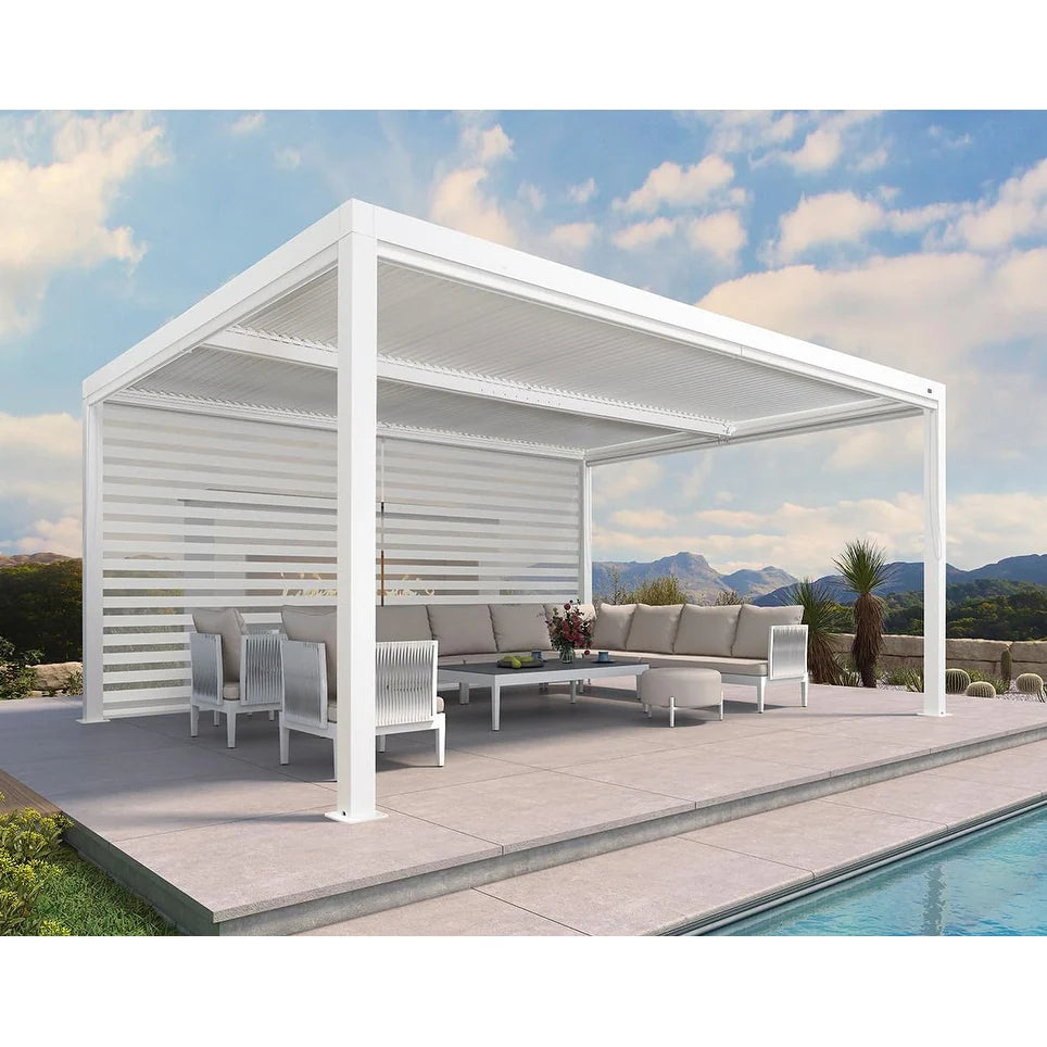 Louvered Pergola Modern White Pergola with Adjustable Roof for Deck Backyard Garden — product view 46