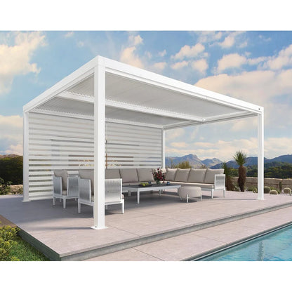 Louvered Pergola Modern White Pergola with Adjustable Roof for Deck Backyard Garden — product view 46