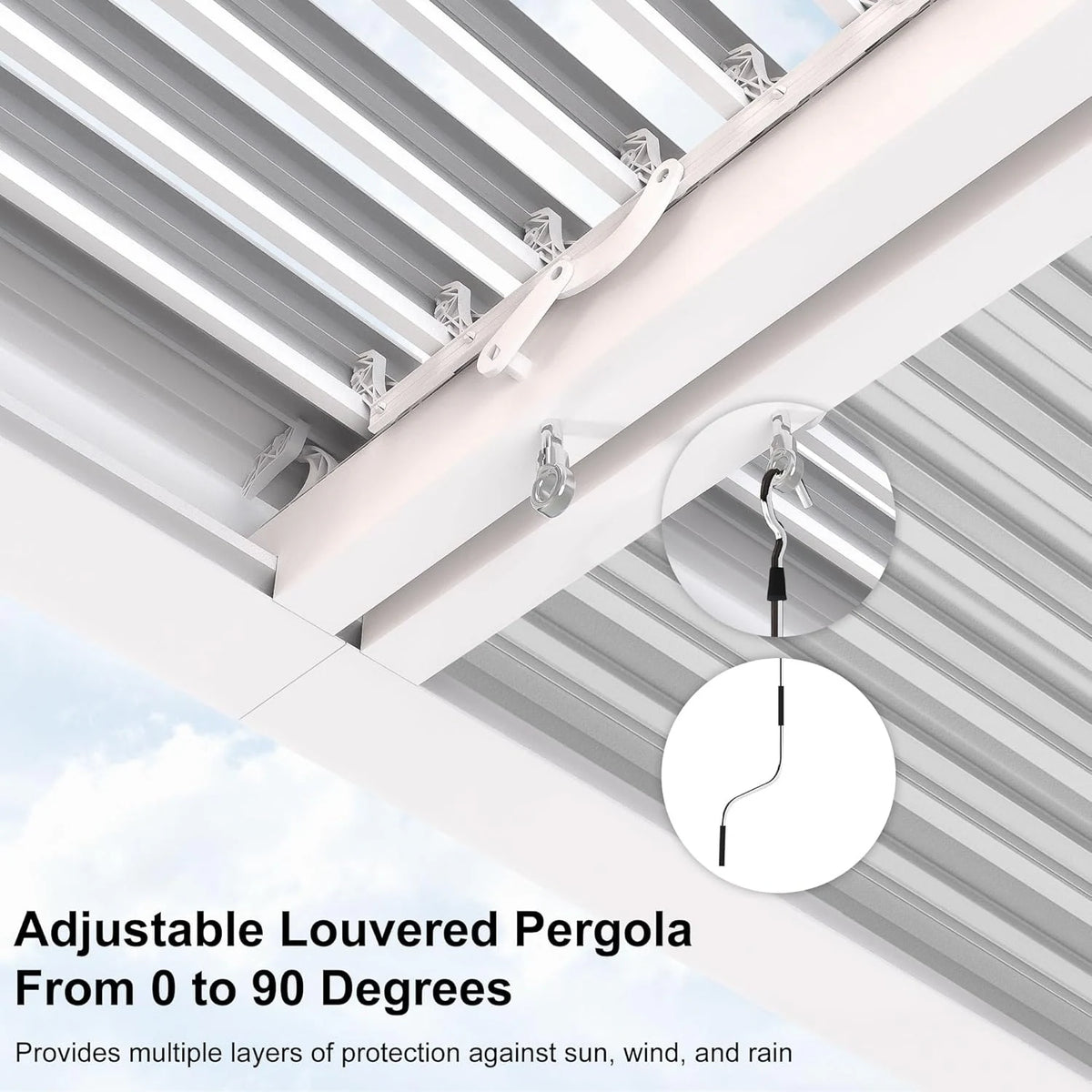 Louvered Pergola Modern White Pergola with Adjustable Roof for Deck Backyard Garden — product view 5