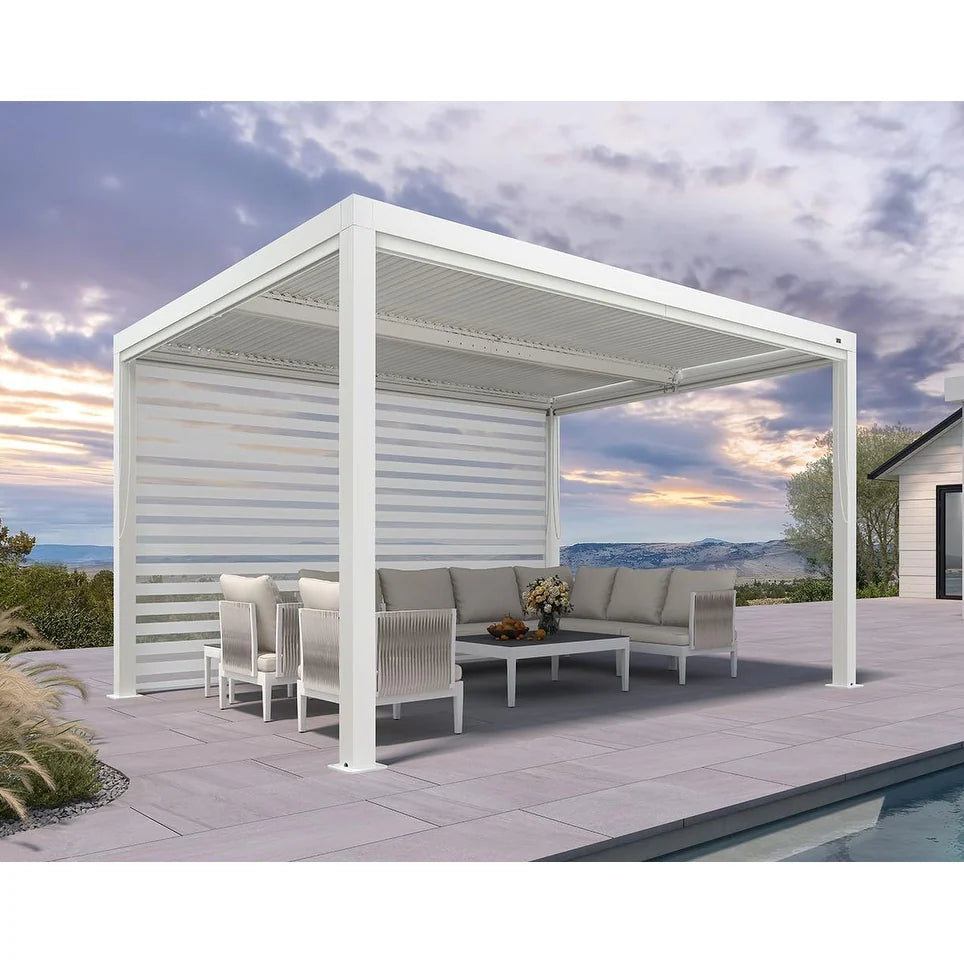Louvered Pergola Modern White Pergola with Adjustable Roof for Deck Backyard Garden — product view 50