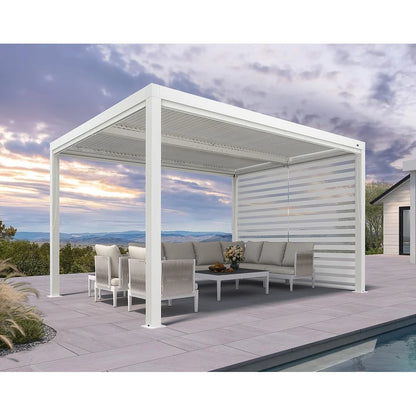 Louvered Pergola Modern White Pergola with Adjustable Roof for Deck Backyard Garden — product view 52