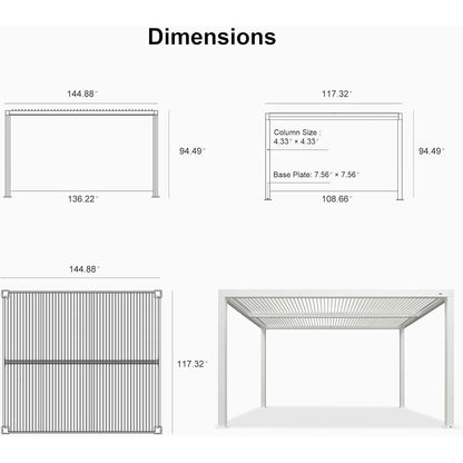 Louvered Pergola Modern White Pergola with Adjustable Roof for Deck Backyard Garden — product view 55