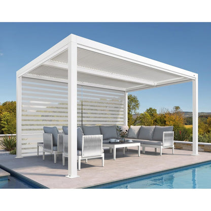 Louvered Pergola Modern White Pergola with Adjustable Roof for Deck Backyard Garden — product view 56