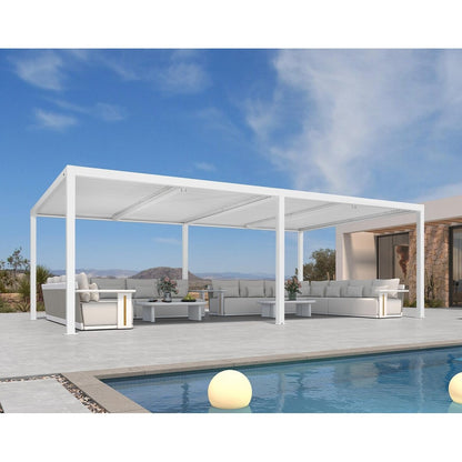 Louvered Pergola Modern White Pergola with Adjustable Roof for Deck Backyard Garden — product view 58