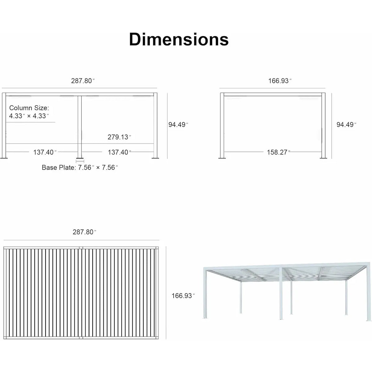 Louvered Pergola Modern White Pergola with Adjustable Roof for Deck Backyard Garden — product view 59