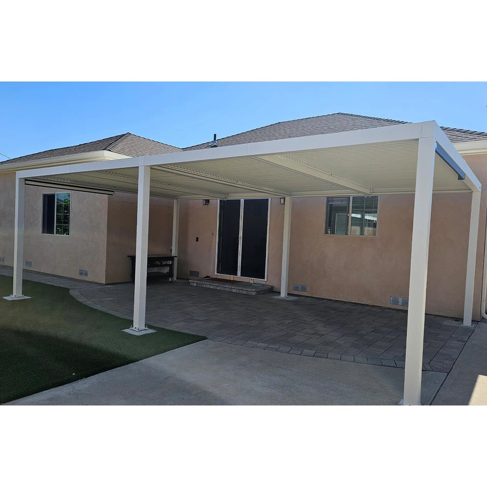 Louvered Pergola Modern White Pergola with Adjustable Roof for Deck Backyard Garden — product view 60