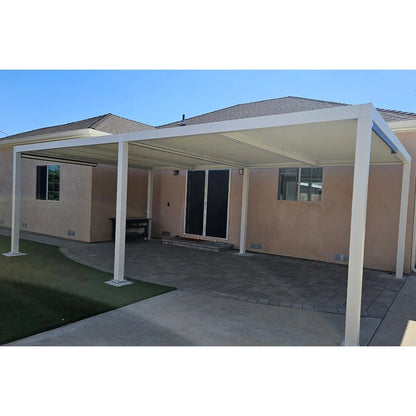 Louvered Pergola Modern White Pergola with Adjustable Roof for Deck Backyard Garden — product view 60