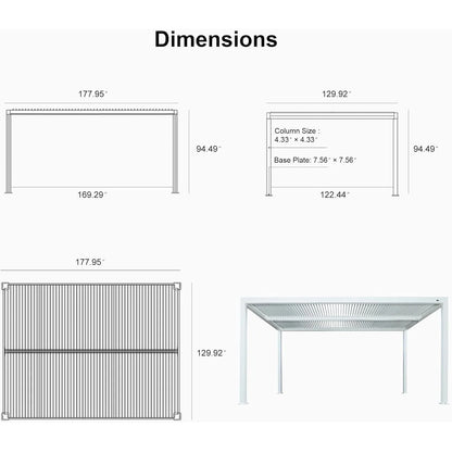 Louvered Pergola Modern White Pergola with Adjustable Roof for Deck Backyard Garden — product view 62