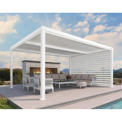 Louvered Pergola Modern White Pergola with Adjustable Roof for Deck Backyard Garden — product view 63