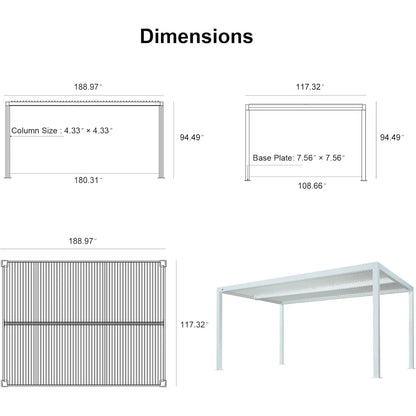 Louvered Pergola Modern White Pergola with Adjustable Roof for Deck Backyard Garden — product view 65
