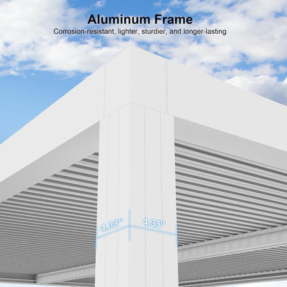 Louvered Pergola Modern White Pergola with Adjustable Roof for Deck Backyard Garden — product view 7