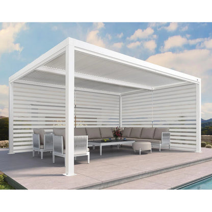 Louvered Pergola Modern White Pergola with Adjustable Roof for Deck Backyard Garden — product view 72