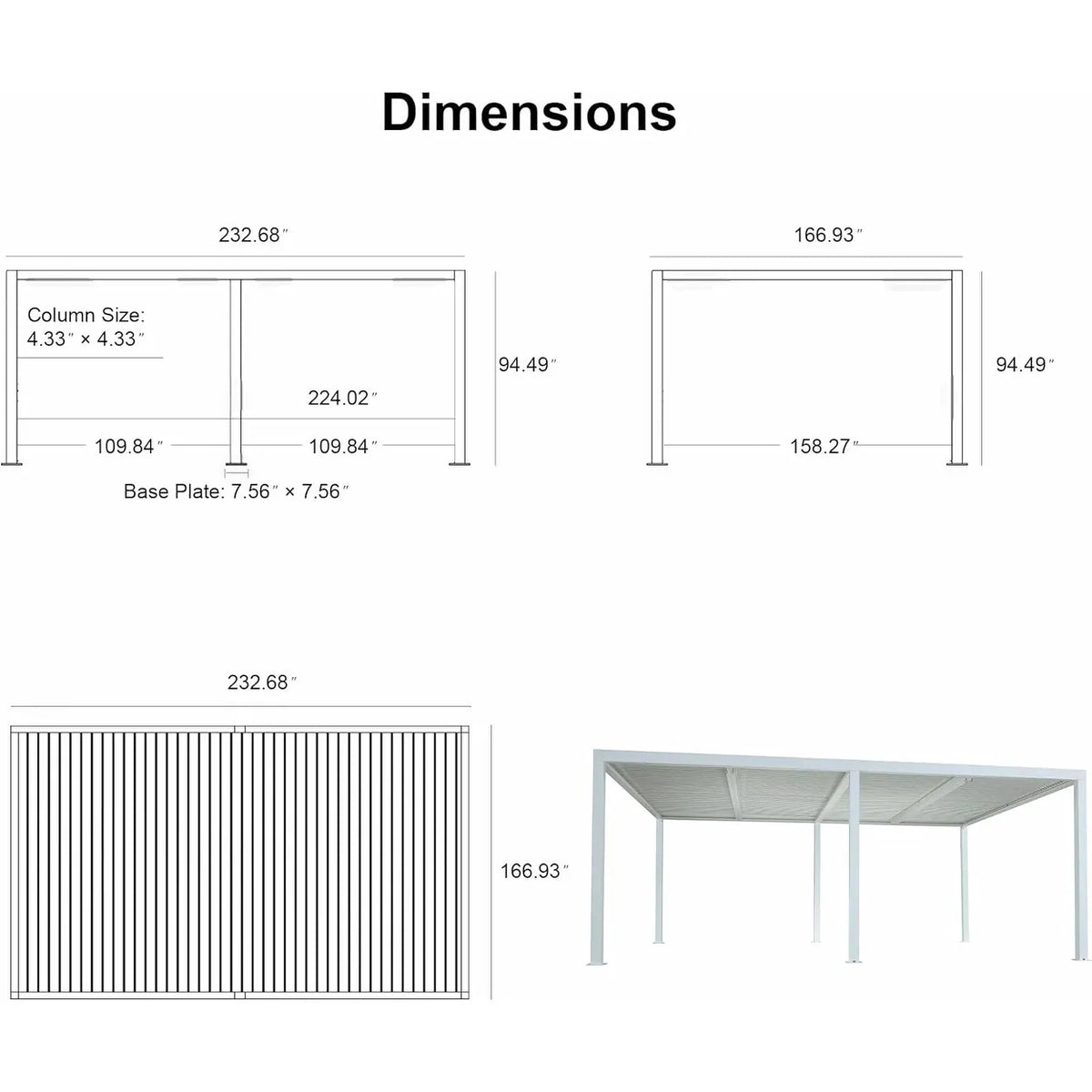 Louvered Pergola Modern White Pergola with Adjustable Roof for Deck Backyard Garden — product view 77