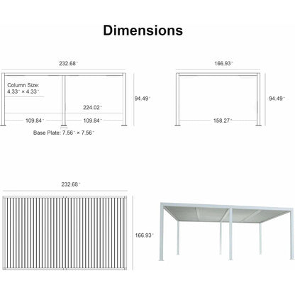 Louvered Pergola Modern White Pergola with Adjustable Roof for Deck Backyard Garden — product view 77
