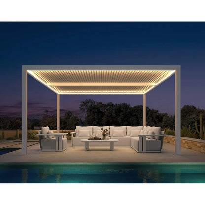 Louvered Pergola Modern White Pergola with Adjustable Roof for Deck Backyard Garden — product view 85