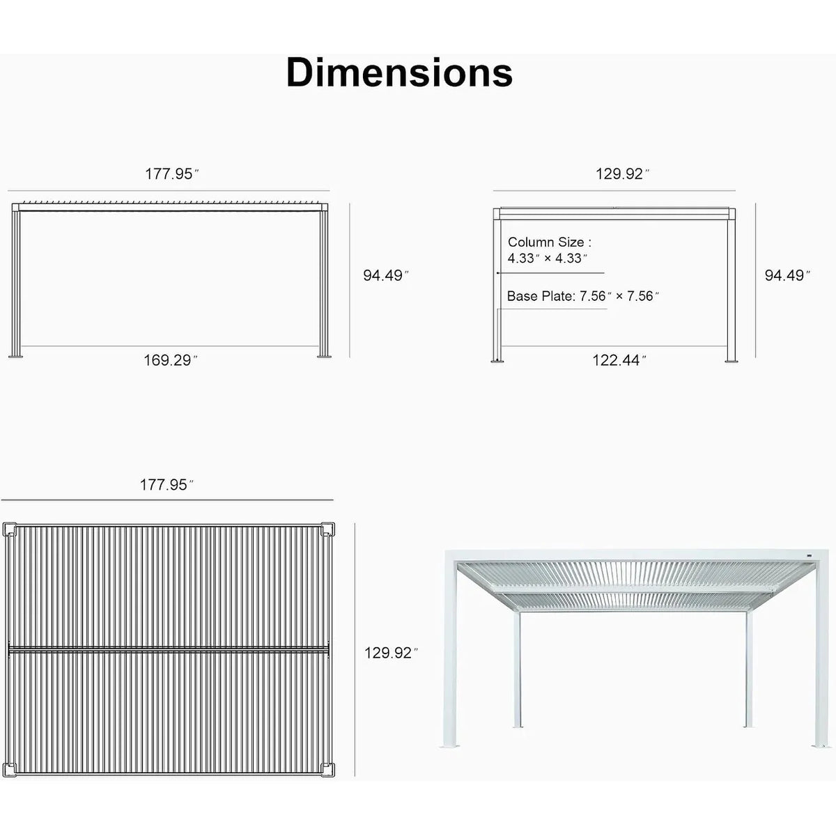 Louvered Pergola Modern White Pergola with Adjustable Roof for Deck Backyard Garden — product view 87