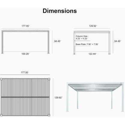 Louvered Pergola Modern White Pergola with Adjustable Roof for Deck Backyard Garden — product view 87
