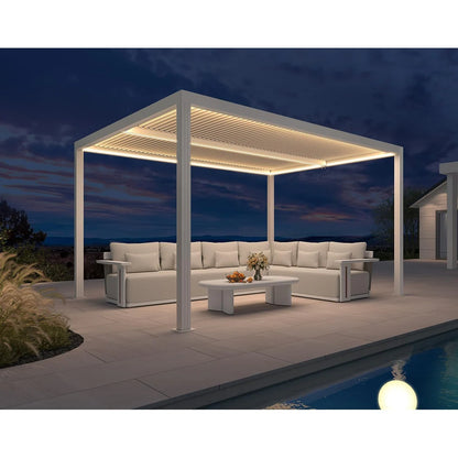 Louvered Pergola Modern White Pergola with Adjustable Roof for Deck Backyard Garden — product view 89