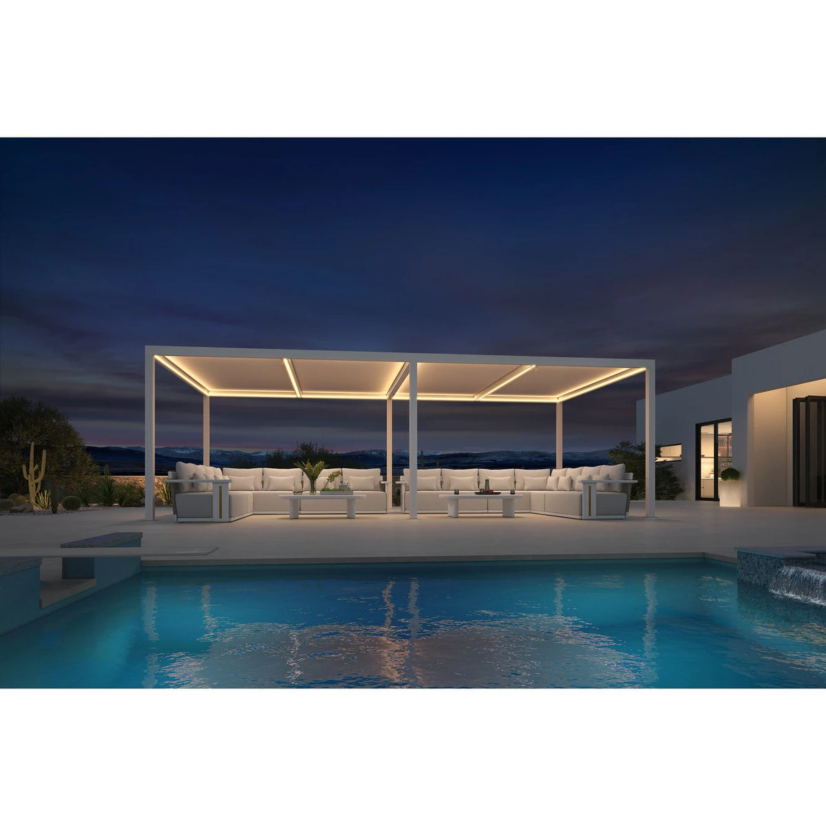 Louvered Pergola Modern White Pergola with Adjustable Roof for Deck Backyard Garden — product view 91