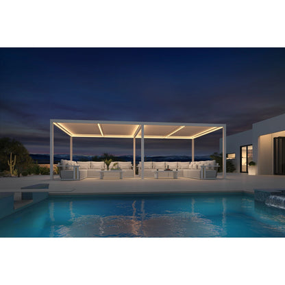Louvered Pergola Modern White Pergola with Adjustable Roof for Deck Backyard Garden — product view 91