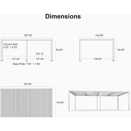 Louvered Pergola Modern White Pergola with Adjustable Roof for Deck Backyard Garden — product view 92