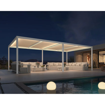 Louvered Pergola Modern White Pergola with Adjustable Roof for Deck Backyard Garden — product view 93