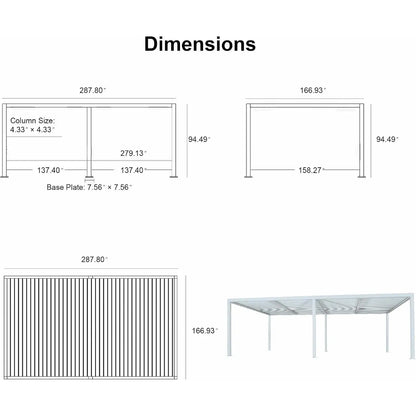 Louvered Pergola Modern White Pergola with Adjustable Roof for Deck Backyard Garden — product view 95