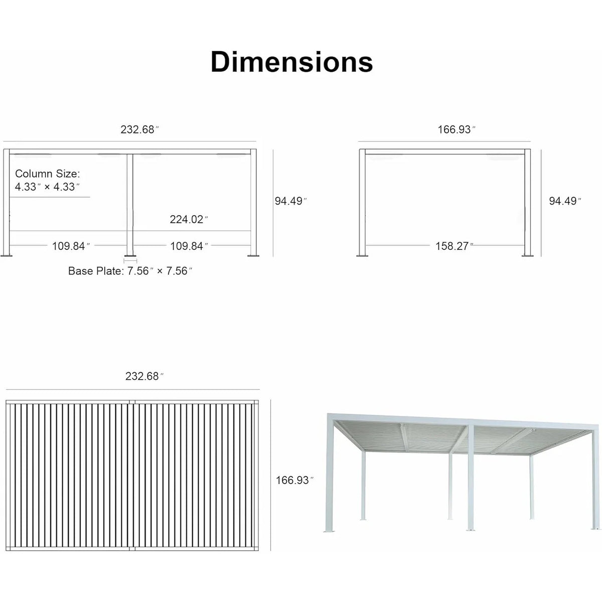 Louvered Pergola Modern White Pergola with Adjustable Roof for Deck Backyard Garden — product view 99