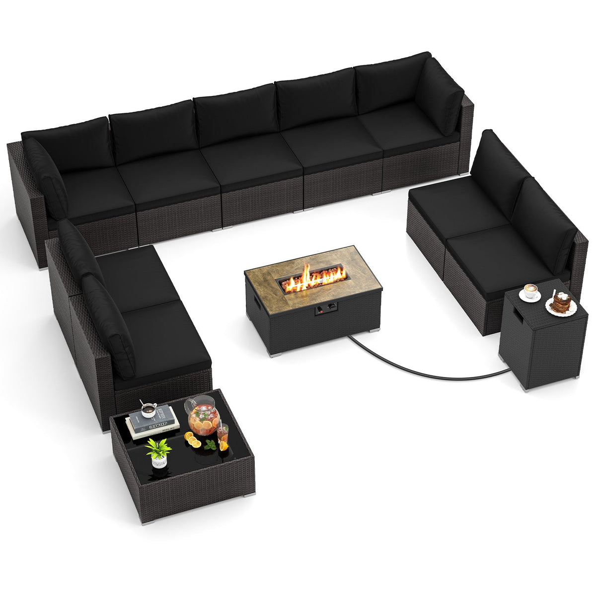 DirectDeals 12-Piece Patio Set with 32-Inch Fire Pit Table