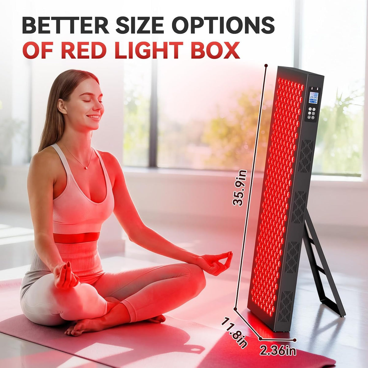 Red Light Therapy Box, 5In1 LED with 630-660-810-830-850, Metal Case, 3 Modes Red Light Panel with Soft Belt, 6 Timing Set - 9 Pulse Modes - 4-Level - Red Light Therapy Panel for Body — product view 4
