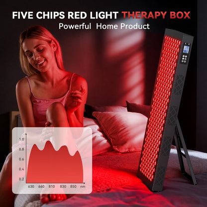 Red Light Therapy Box, 5In1 LED with 630-660-810-830-850, Metal Case, 3 Modes Red Light Panel with Soft Belt, 6 Timing Set - 9 Pulse Modes - 4-Level - Red Light Therapy Panel for Body — product view 5